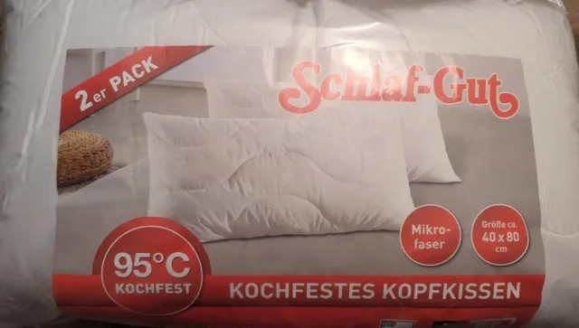 2er SET Schlaf Gut Kochfestes Mikrofaser Kopfkissen 40 x 80 cm bis 95°C waschbar