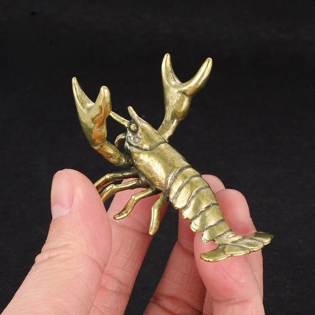 Soild Brass Crayfish Statue Pet Ornament Animal Miniature Figurine Decoration