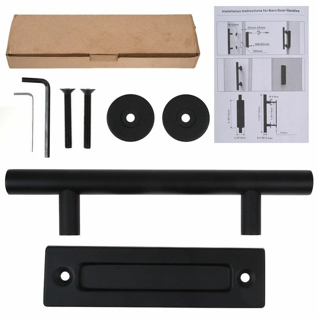 12" Inch Sliding Barn Door Handle Pull & Flush Hardware Set For Garage Gate Door