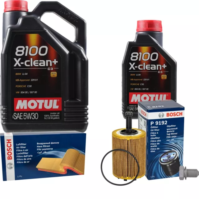 Bosch Inspection Set 6 L Motul 8100 X-Clean + 5W-30 pour Audi, A2 1.4 Tdi