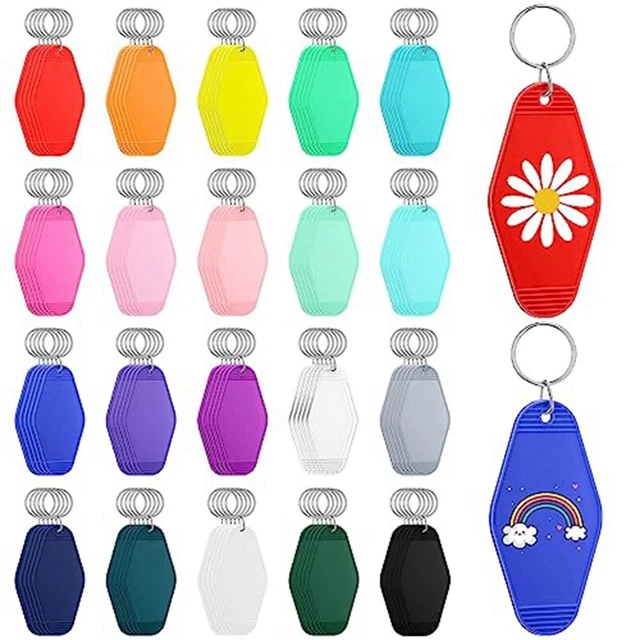 100 Pcs ABS Blank Hotel Motel Keychain Bulk 20 Colors P6H8
