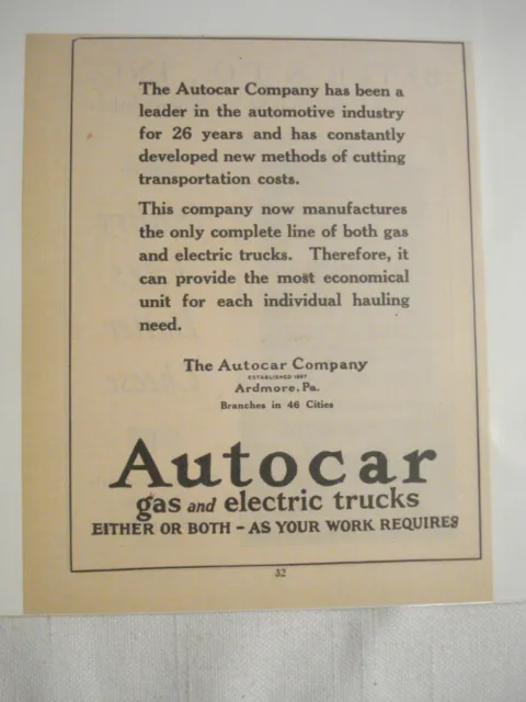 1924 Ad Autocar Co., Ardmore, Pa. Gas & Electric Trucks
