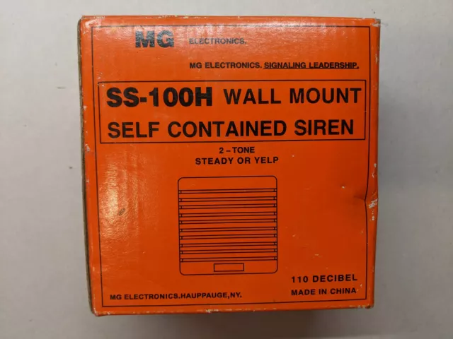 MG Electronics SS-100H Wall Mount Self Contained Siren 15 Watt (NEW IN BOX)