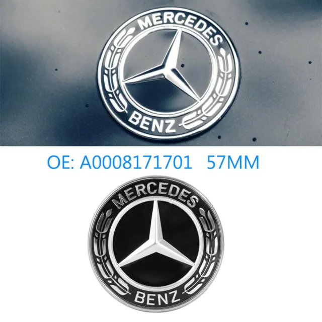 57mm Emblème de logo étoile noir pour capot avant A0008171701 pour Mercedes Benz