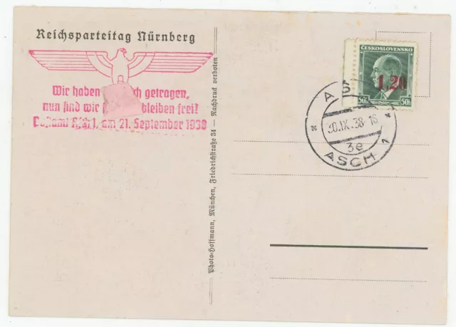 Sudetenland Blanko Postkarte Asch 1938