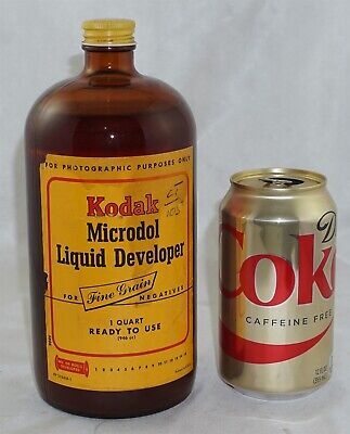 Kodak Microdol líquido desarrollador Vintage Grande Frasco De Vidrio Sin Usar