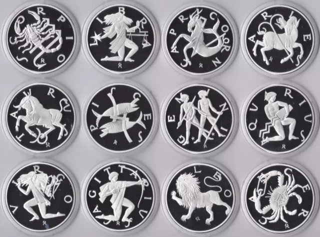 Zodiac Star Sign Proof Medal Coins in Capsule Birthday Gift 41mm 1oz