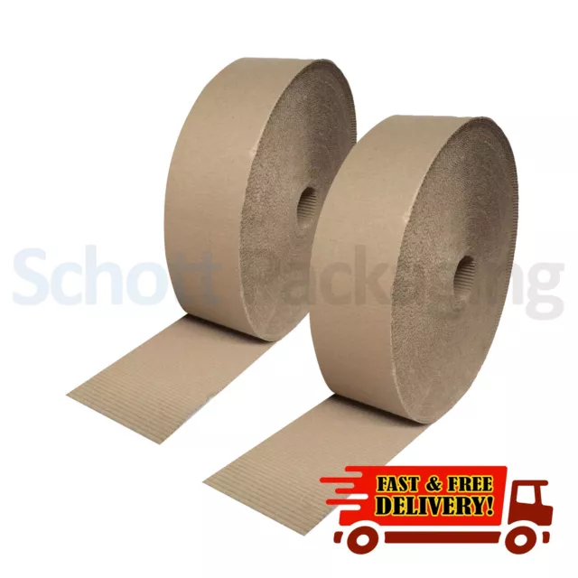 2 x 300mm x 75M CORRUGATED CARDBOARD PAPER ROLL 150M TOTAL METRES