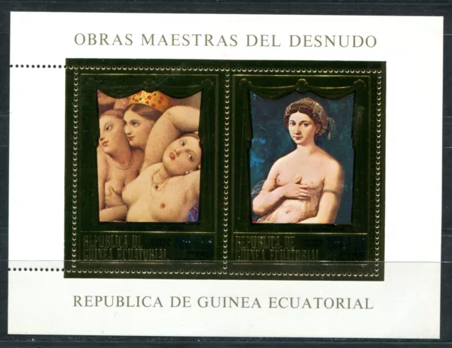 Equatorial Guinea Art Painting Nude Delux SS Gold MNH