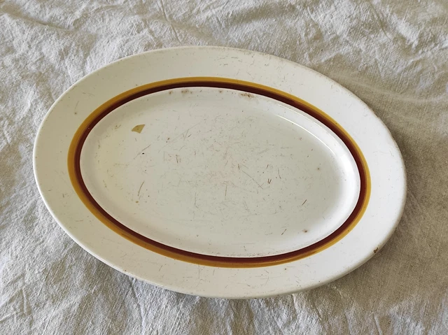 Plat de service - ovale - digoin sarreguemines - bouquet de fleurs