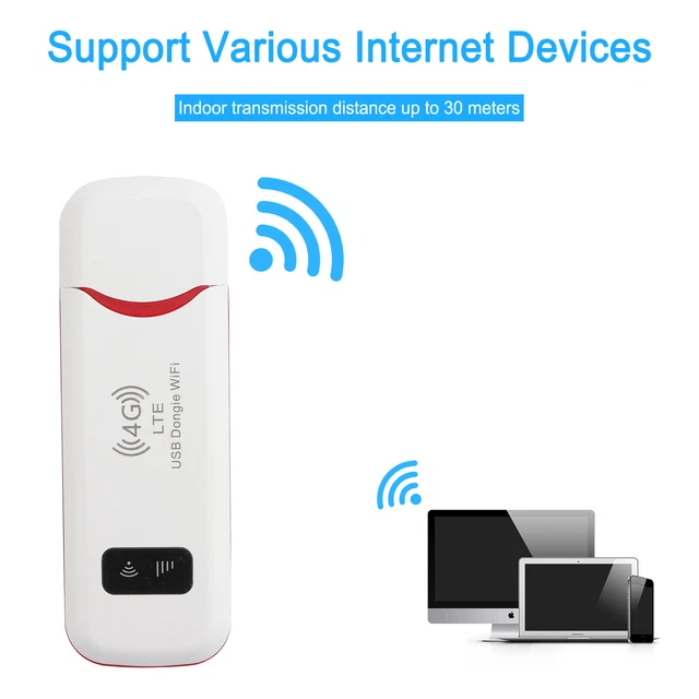 4G LTE Wireless Router WiFi Mobile Broadband Modem USB Dongle Unlocked White,