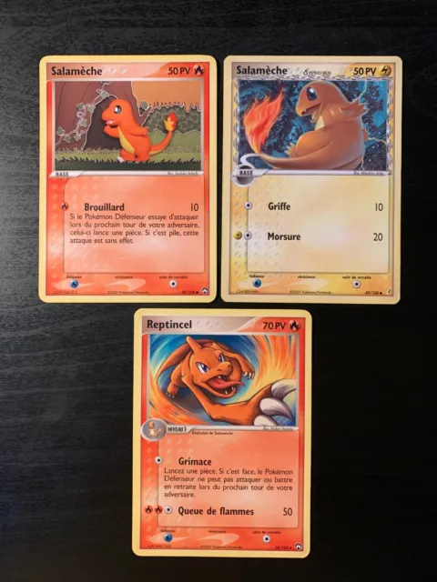 Lot 3 Cartes Pokémon Salamèche / Reptincel Bloc EX Françaises