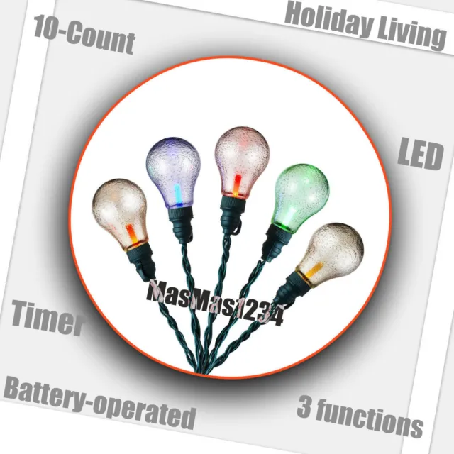 Holiday Living 10-Count LED Battery Powered Multi Function String Lights + Timer