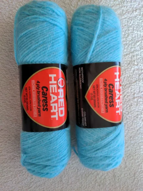 Vintage Coats & Clark Red Heart Caress ~ 4 Ply Brushed Yarn ~ Lot Of 2. Turquois