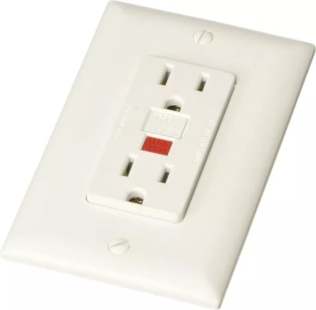 RV Designer S801, doppia uscita GFCI con piastra di copertura, bianco, elettrico a corrente alternata