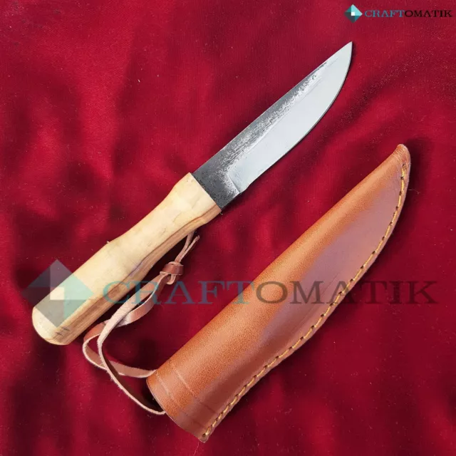 Wikinger Messer Knife 21 cm Handgeschmiedet Carbonstahl + Lederscheide