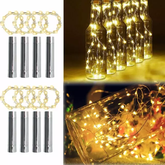 20LED Flaschenlicht Korken Lichterkette Batterie Metall Weinflasche Licht Lampe