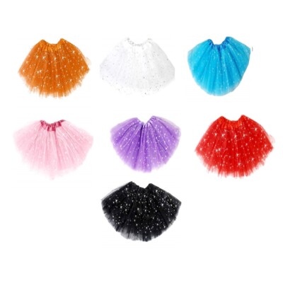 gonnellina glitter Carnevale Bambina tutù 3-8 anni Gonna tulle danza 2 strati ballerina Taglia Unica arancione Accessori Idea regalo natale compleanno vestiti 