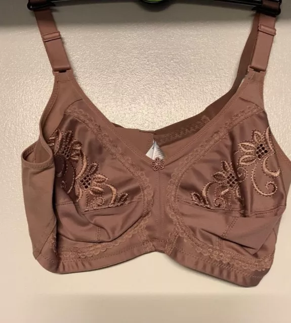 New Ex M&S Total Support Non Wired Embroidered Full Cup Bra Soft Bronze