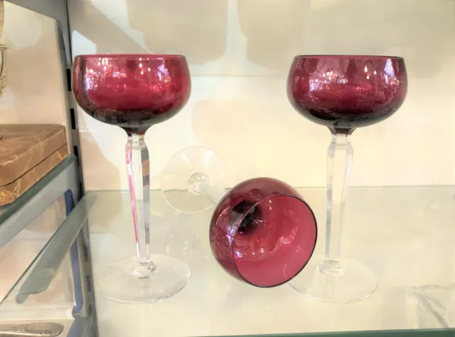 1 verre à vin ROEMER en cristal doublé rouge VSL Val Saint Lambert Modèle SAUMUR