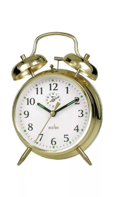 Acctim Large Saxon Double Bell Alarm Clock - Brass