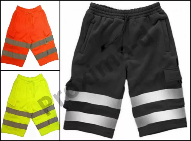 Hi Vis Viz Shorts High Visibility Reflective Pants Work Wear Combat Cargo Shorts