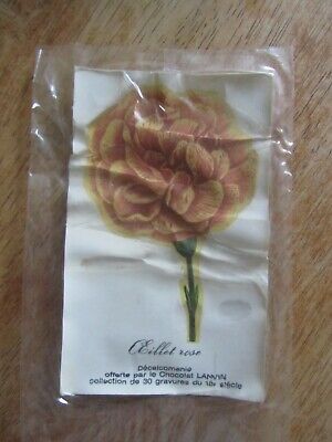 ANCIEN DECALCOMANIE CHOCOLAT LANVIN AVEC EMBALLAGE TULIPE DRAGONNE 