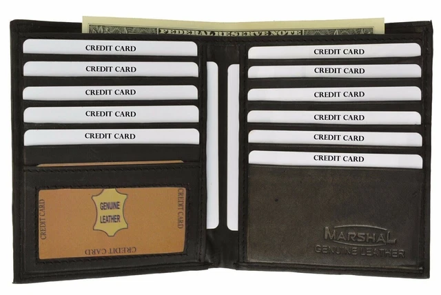 Men's Genuine Leather Bifold Wallet Slim Hipster Cowhide Credit Card and ID New
