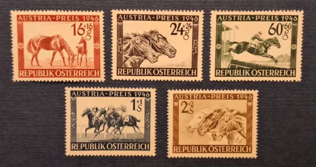 1946 Austria Preis, Pferderennen, ANK 793 - 797 komplett (5), ungebraucht *