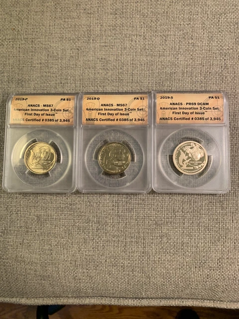 2019 American Innovation Pennsylvania 3 Coin Set. ANACS #385/3946