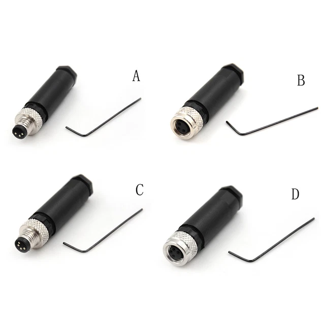 Sensor Adapter Coupling SENSOR CONNECTOR M8 Male Female Screw Threaded Plug Coupling 3 4 Pin A ...