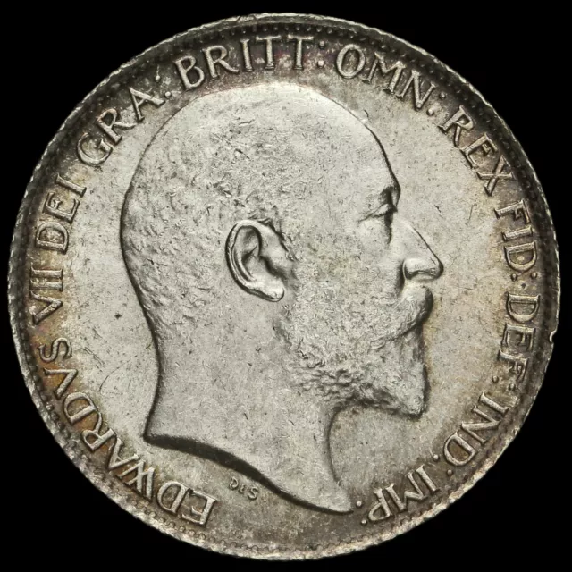 1905 Edward VII Silver Sixpence, Scarce, A/UNC