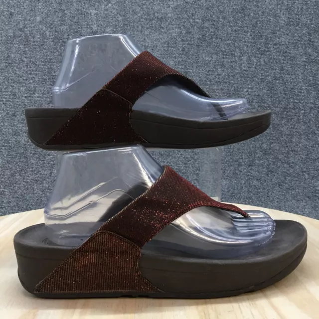 Fitflop Sandals Womens 10 Shimmer Metallic Thong A85-012 Brown Red Fabric SlipOn