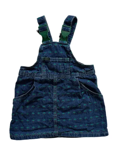 Lee Kids Girl Denim Overall Dress Embroidered Tree Buckle Vtg Made USA Sz 4