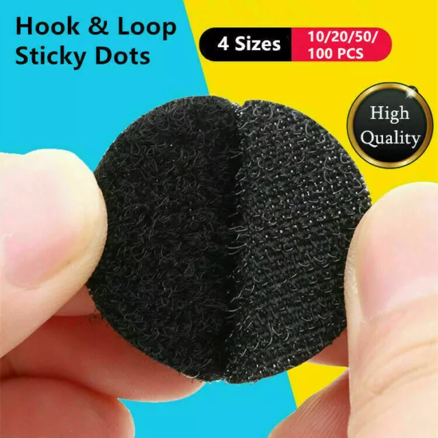 Hook and Loop Sticky Self Adhesive Dots Coins Circles Tape Black White AU Seller