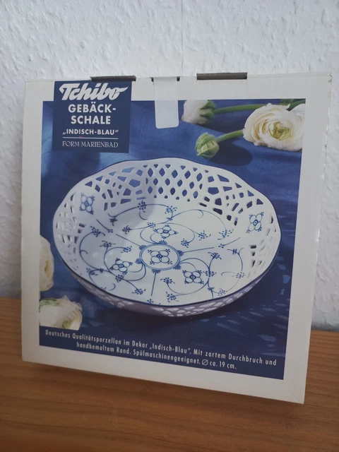 ALTE TCHIBO GEBÄCKSCHALE, Porzellan, Indisch Blau, Marienbad, 19cm, OVP ... ALTE TCHIBO GEBÄCKSCHALE, Porzellan, Indisch Blau, Marienbad, 19cm, OVP ...
