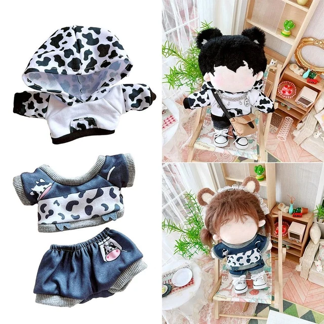20cm Puppen kleidung Ersatz-Outfit Kapuzen pullover mit Kuh muster