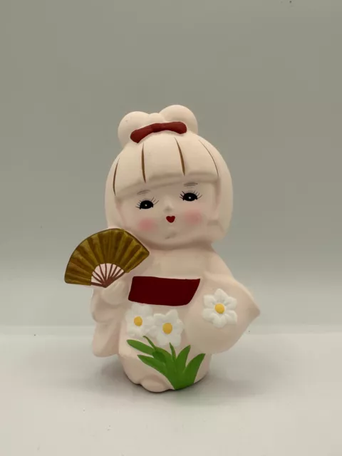 Vintage Japanese Hakata Doll Porcelain Bisque Clay Figurine (5 1/4" Tall)