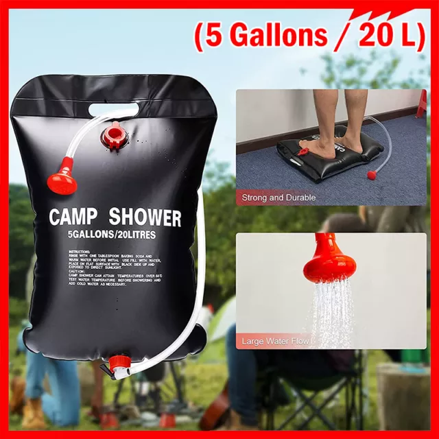 20L Water Bags Outdoor Camping Solar Heat Shower Bag Portable Compact Heated US