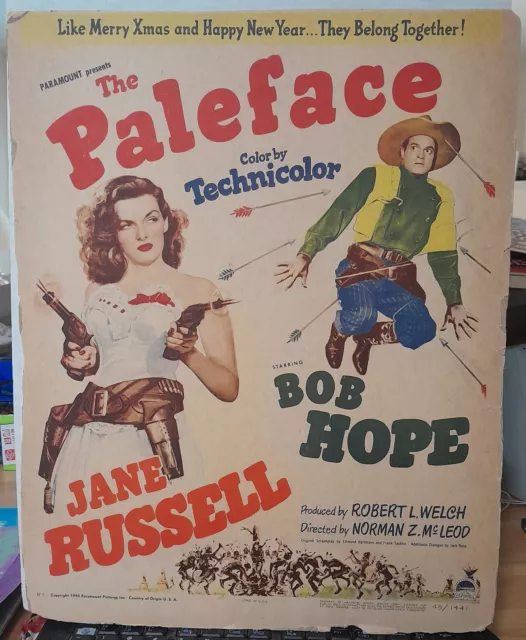 window card WC Bob Hope is THE PALEFACE 1948 HTF Rare JANE RUSSELL