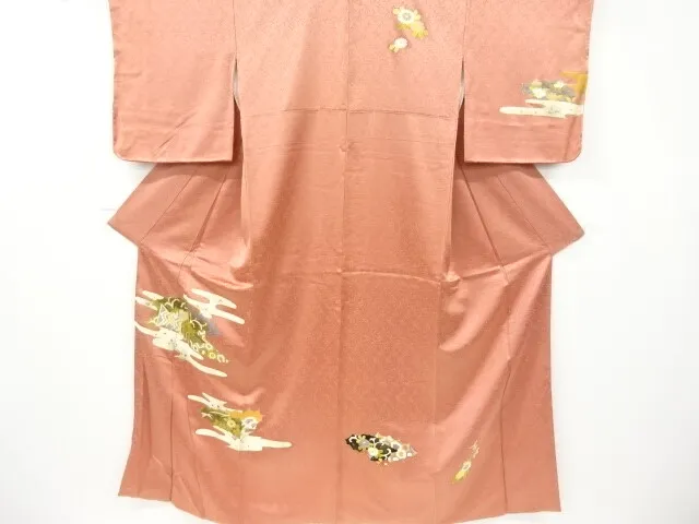 6512032: Japanese Kimono / Vintage Homongi / Embroidery / Peony & Kiku