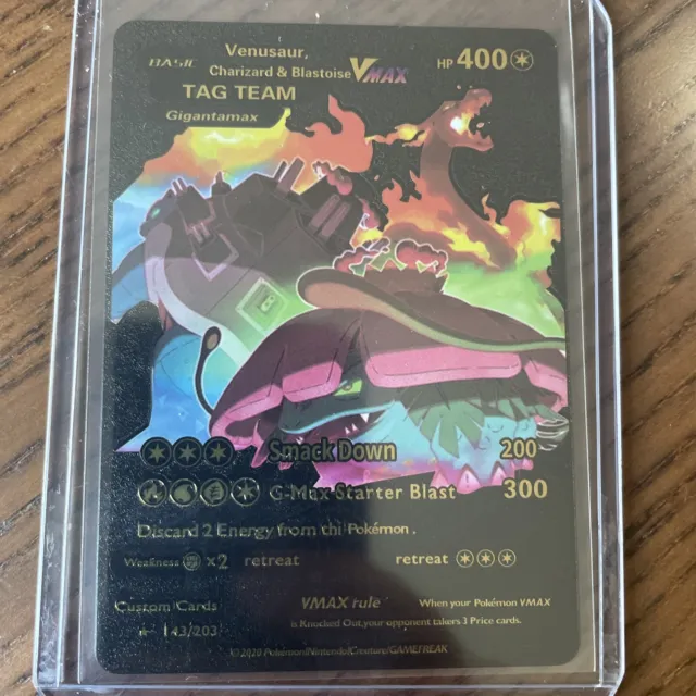 Venusaur, Charizard & Blastoise Vmax 143/203 Black Foil Fan Art Card
