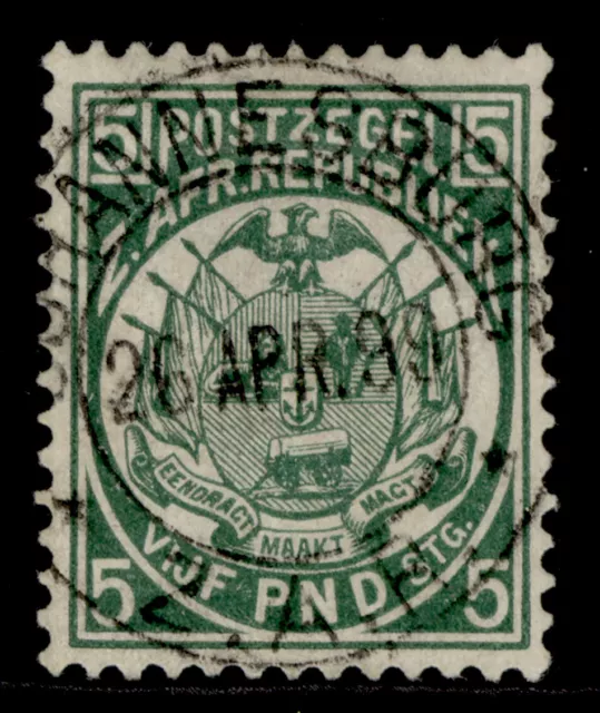 SOUTH AFRICA - Transvaal QV SG187, £5 deep green, FINE USED. Cat £190. CDS