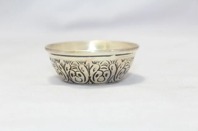 Katori Bowl Pooja Handmade 925 Sterling Silver Hand Engraved Home Decor C784