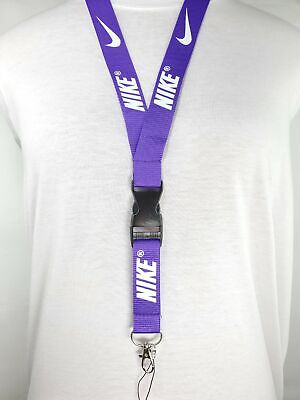 Nike Lanyard Purple & White Strap Detachable Keychain Badge ID Holder