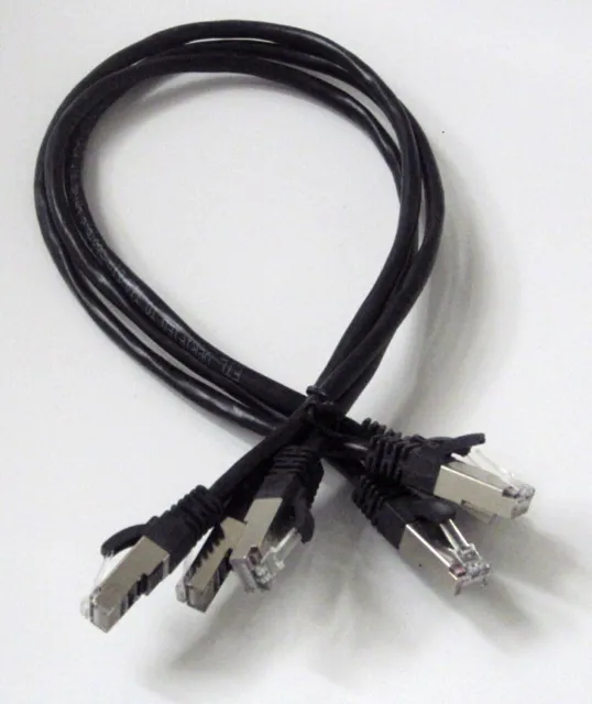 3x 0,5m RJ45 Patch-Kabel Netzwerkkabel LAN schwarz Patchkabel 0,5 m CAT5 50cm