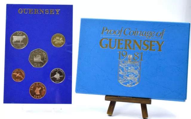 Guernsey 1981 6 Coin Proof Year Set With Cap Of Duke 50p Coin Royal Mint Rare