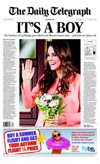 Daily Telegraph KATE MIDDLETON The Birth of Royal Baby Prince George July 2013