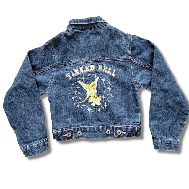 Girls Disney Tinker bell Cropped Jean Jacket Size 6/6x