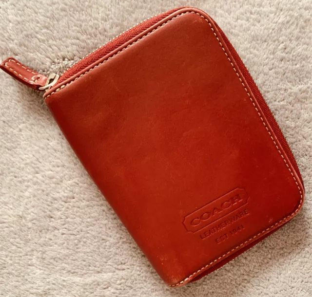 Coach PDA Phone Case Small Zip Around Organizer Wallet RED Leather